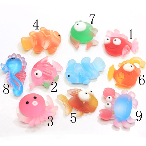 New Charm Sea Animal Crab Jellyfish Shaped Resin Flat Back Cabochon For Handmade Craft Beads Charms Phone Decor