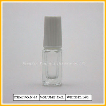 Plastic Bottle Caps Nail Polish Containers / Square Nail Polish Glass Bottle