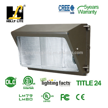 Wall mount LED wallpack lighting fixtures with DLC