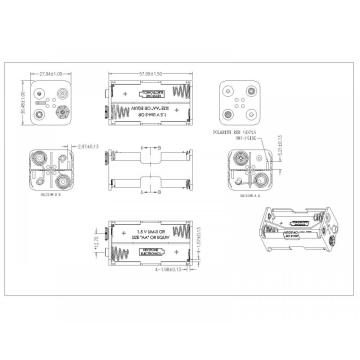 BBA-5-4-BP-476 4 stuks AA Batterijhouders Dubbele type