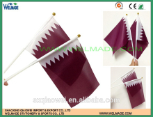 Hot sales Qatar hand flag/Qatar national day flag/stick flag/small flag