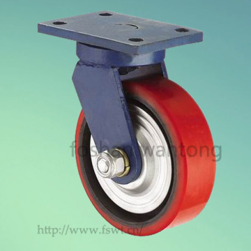 Rotating or fixed castor heavy duty industrial pu with cast iorn wheels