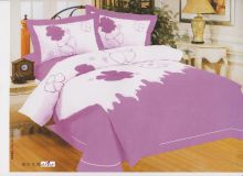Bedroom Designer Purple Floral Cotton Queen Embroidered Bed Sheets