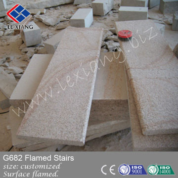 yellow stone steps risers granite stairs