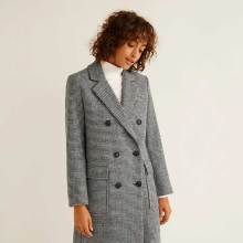 Abrigo largo de lana con diseño cruzado para mujer elegante