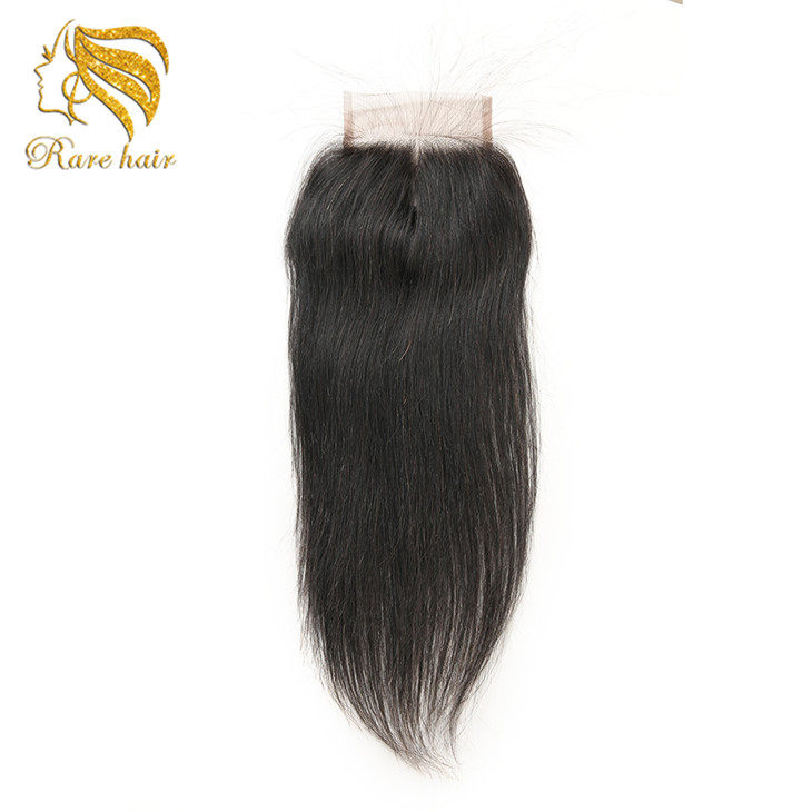 Wholesale  transparent bleach knot cuticle aligned 4X4 lace closure middle part virgin hair  lace closure with baby hair