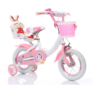 Pink color bike for children with plastic baskets