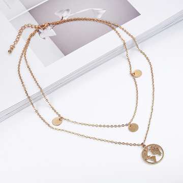 Layered Necklace for Women Star Ball Horn Infinity Leaf Bead Shell Circle Bar Coin Pendant Necklace Chain Jewelry