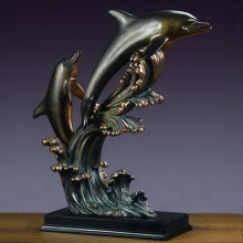 animal decoration statues table metal bronze dolphin sculpture