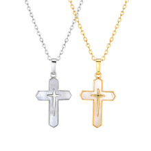 Amiee Wholesale 18K Gold Plated Metal Shell Cross Necklaces for Women