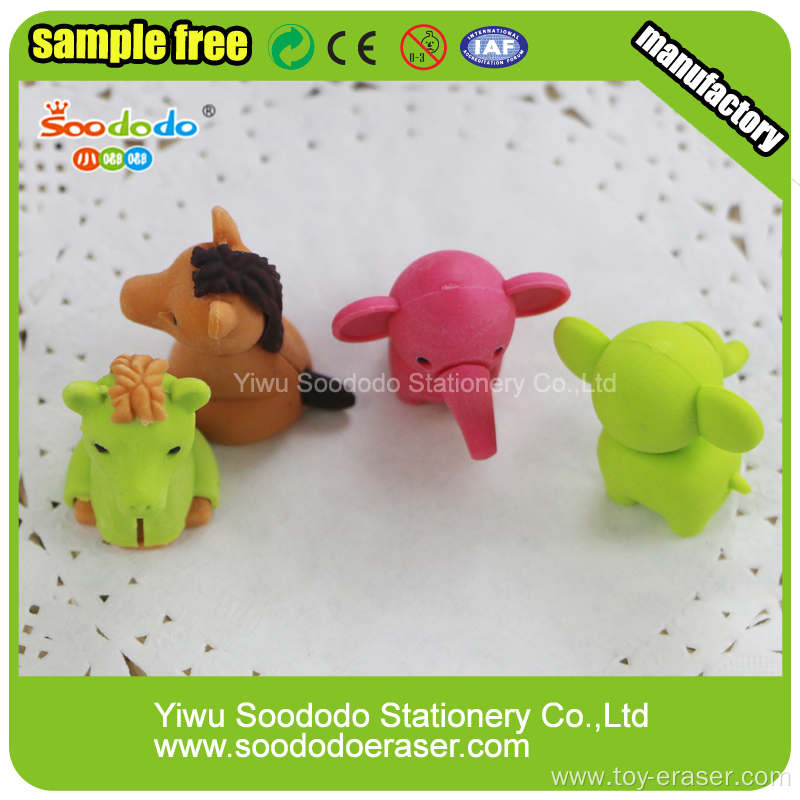 zoo series animal rubber novelty 3D erasers