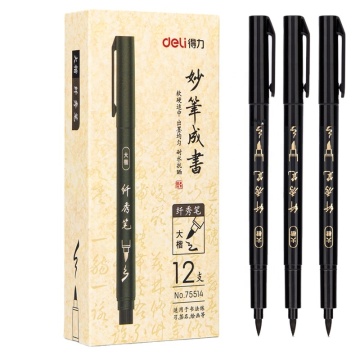 Deli Luxury Plastic Fountain Calligraphy Pen - Black
