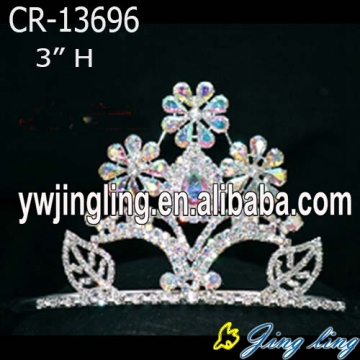 Venta al por mayor de la serie AB Rhinestone Flower Pageant Crown