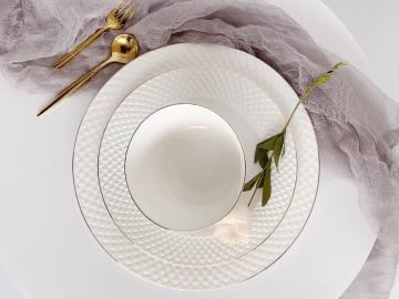 Eco-freindly white ceramic dinner set bone china dinner set  porcelain dinner set for restaurant