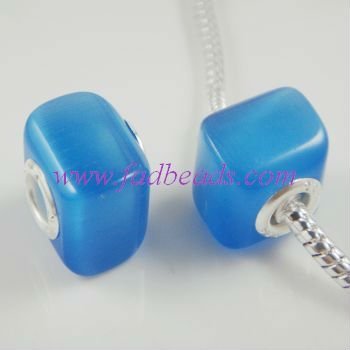 blue square cat eye beads