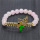 Pulsera de piedras preciosas elástica y cuentas redondas de cuarzo rosa 8 mm con pieza de mariposa Diamante