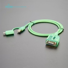RS232 USB to DB9 Female Serial Communication Cable for Programmable Logic Controller (PLC) - Dual USB Connector Compatibility