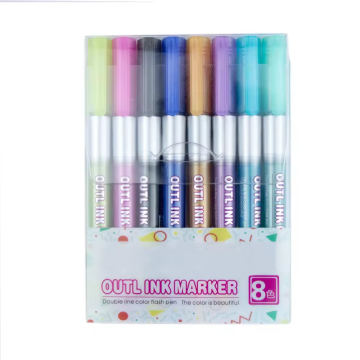 8 Pcs Outliner Markers for Art Drawing and Doodling with Shimmer Outline
