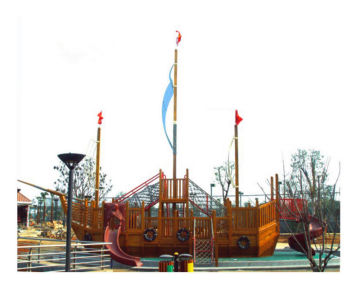 Outdoor playground Wooden Slide Ship-type