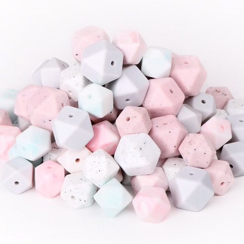 Loose Hexagon Silicone Teething Beads