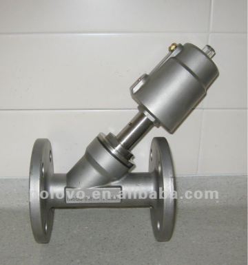 Flanged type stainless steel pneumatic angel seat valve