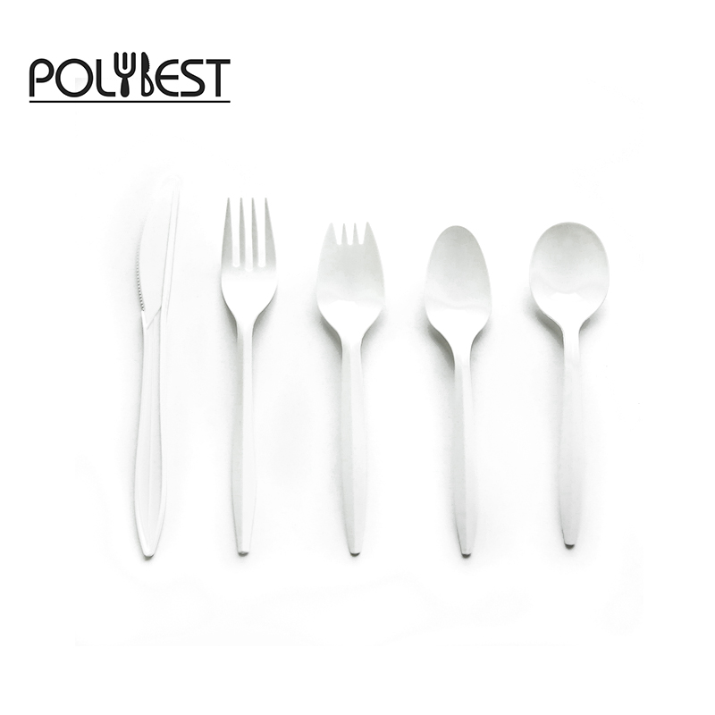 Disposable Plastic Medium Weight White Cutlery, P210w, High Quality