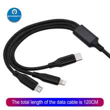 3-IN-1 USB Micro Type-C Charging Cable Nylon Metal Data Sync Cord