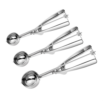 Stainless Steel Ice Cream Spoons with Ejector for Different Sizes - Melon Ball Scoops