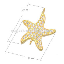classic star pendant connector two hole gold/rose gold/silver color micro pave zircon metal jewelry finding