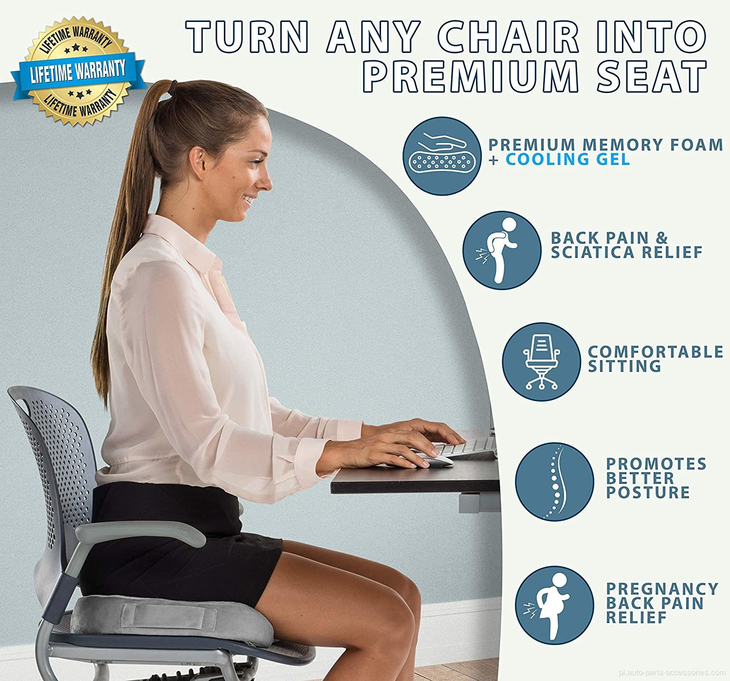 Poduszka na siedzenia ulepszona żel - nie maliczny żel ortopedyczny
