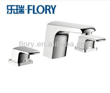 new fashion design 3 holes brass double handle basin faucet