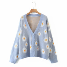 Women's Print Flower Open Front Cardigan