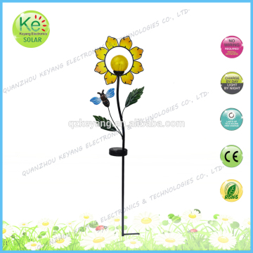 Metal with glass ball outdoor park stake solar LED light