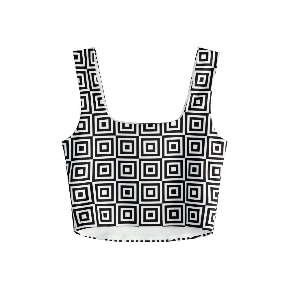 Printed Square-neck Short Vest