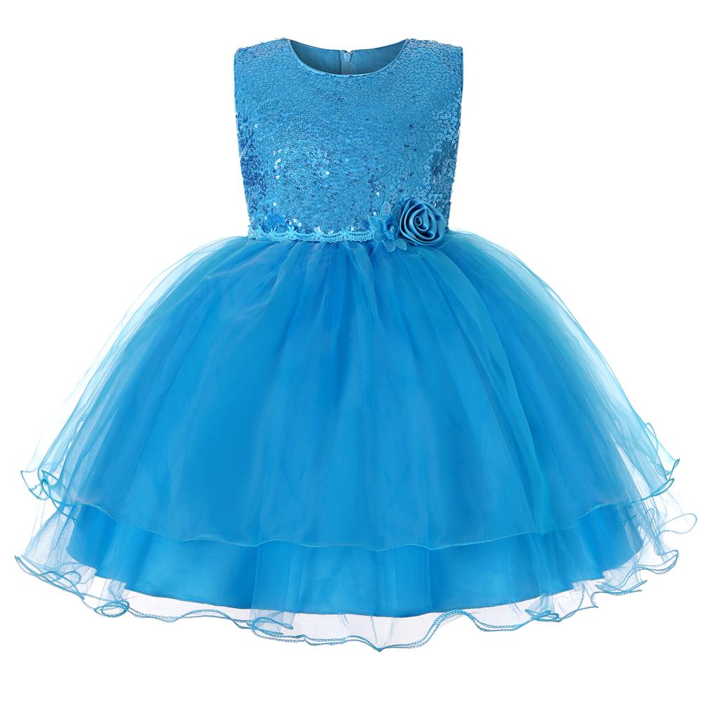 Hot Selling Wholesale Children Kids Girls Boutique Clothing Bowknot Sleeveless baby girl party Sequins dress with flowers