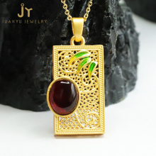 Wholesale Jewelry: Amber Pendants, Bamboo Leaves Design, Square Brass Pendants, Precious Stone Gemstones Necklace Collection