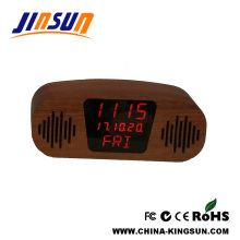 Wooden LED Clock With Bluetooth Speaker