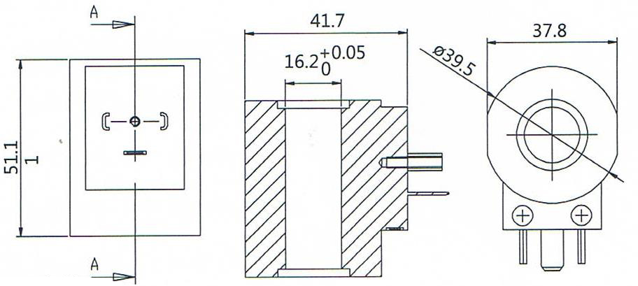 Overall dimension of EVI 3P/16 DIN43650A AMISCO Hydraulic Coils