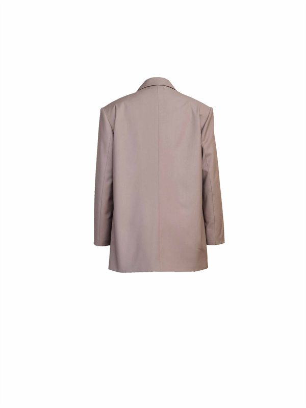 Feather-trimmed Double-breasted Turndown Collar Blazer