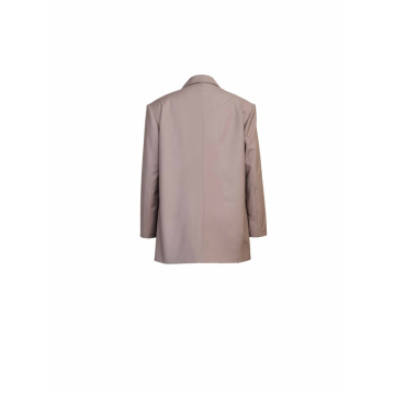 Feather-trimmed Double-breasted Turndown Collar Blazer