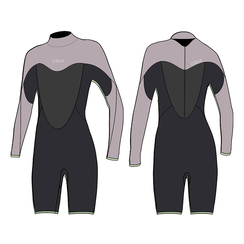 Seaskin bayan uzun kol kısa bacak dalış wetsuit