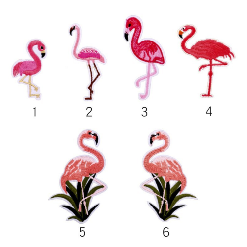 Fitur Burung Flamingos DIY patch Sulaman Custom DIY