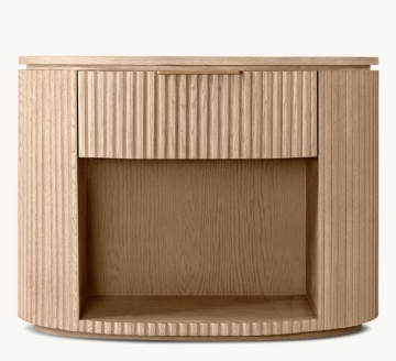 High-End Luxury Handmade Solid Oak Byron Open Nightstand with Storage