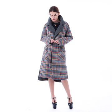 Vogue coloured checked cashmere overcoat