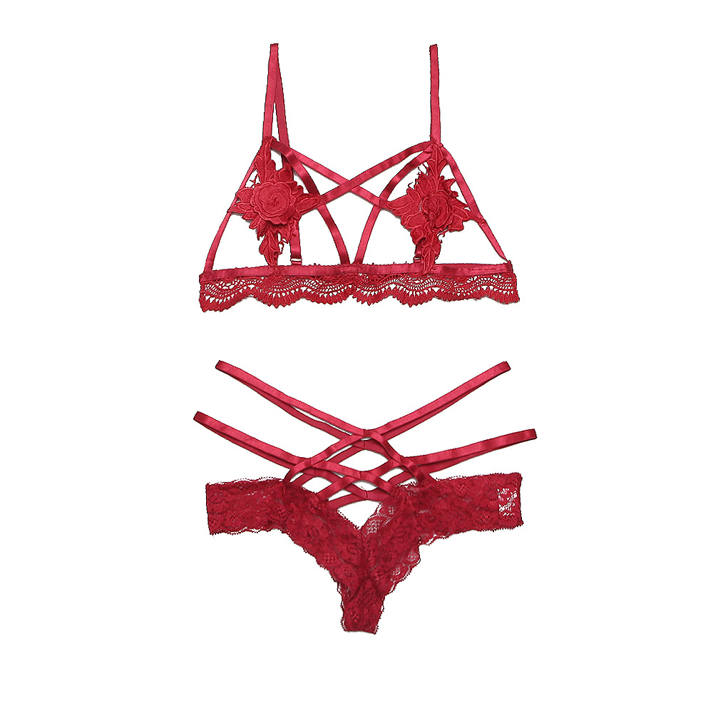 embroidery bra&thong set