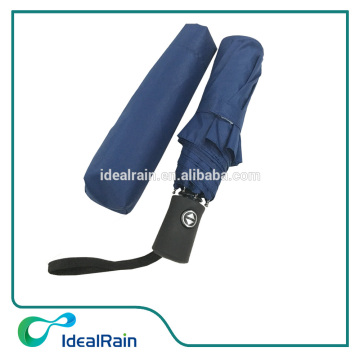 Compact 3 fold portable blue inside and out umbrella