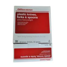 Paperboard Folding box for plastic knife, spoon and folks