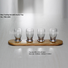 195ml nice beer tasting glass wooden tray
