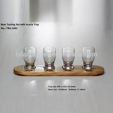 195ml nice beer tasting glass wooden tray