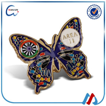 custom metal gold butterfly shape pin badges